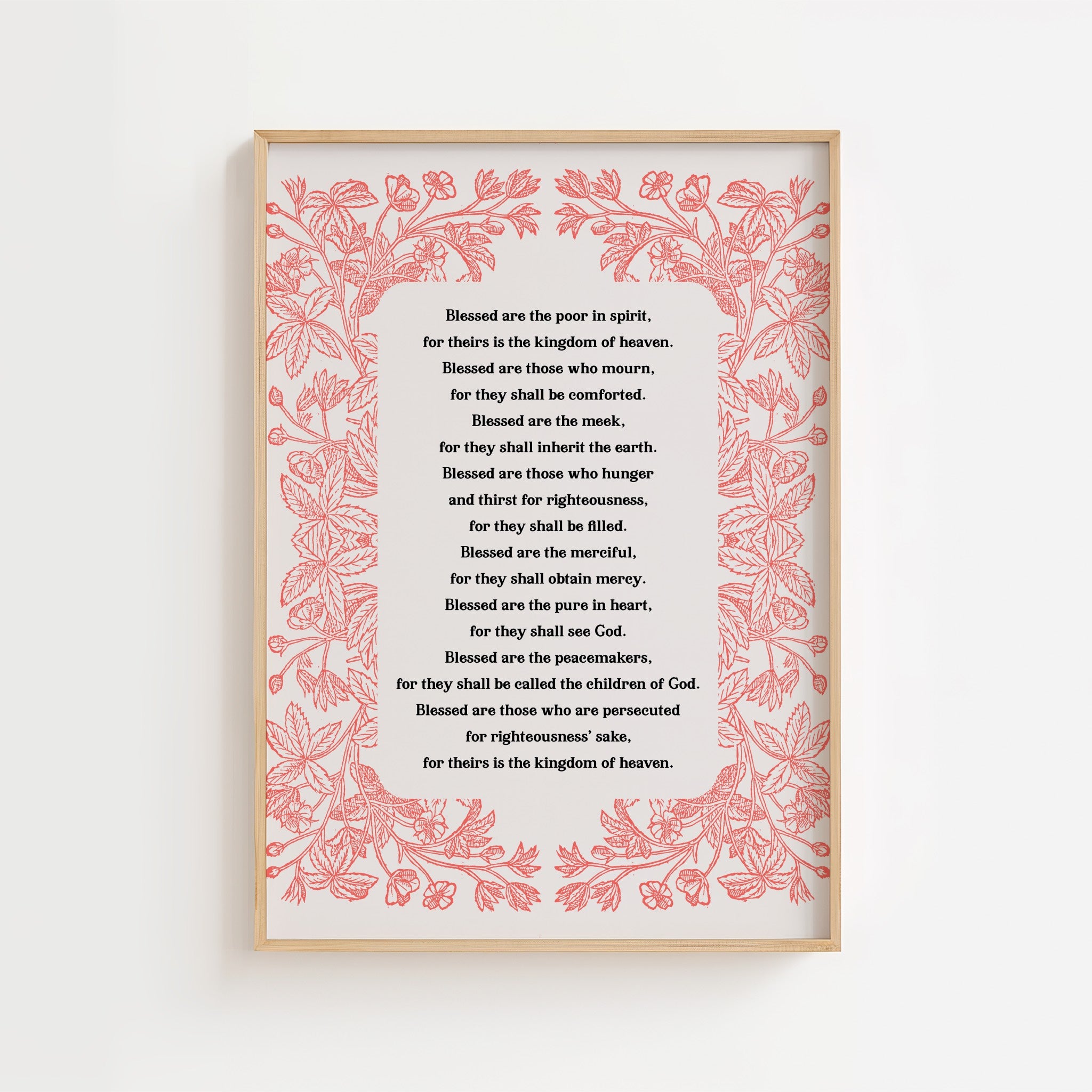 Beatitudes Matthew 5:3–12 – Floral Border Scripture Print