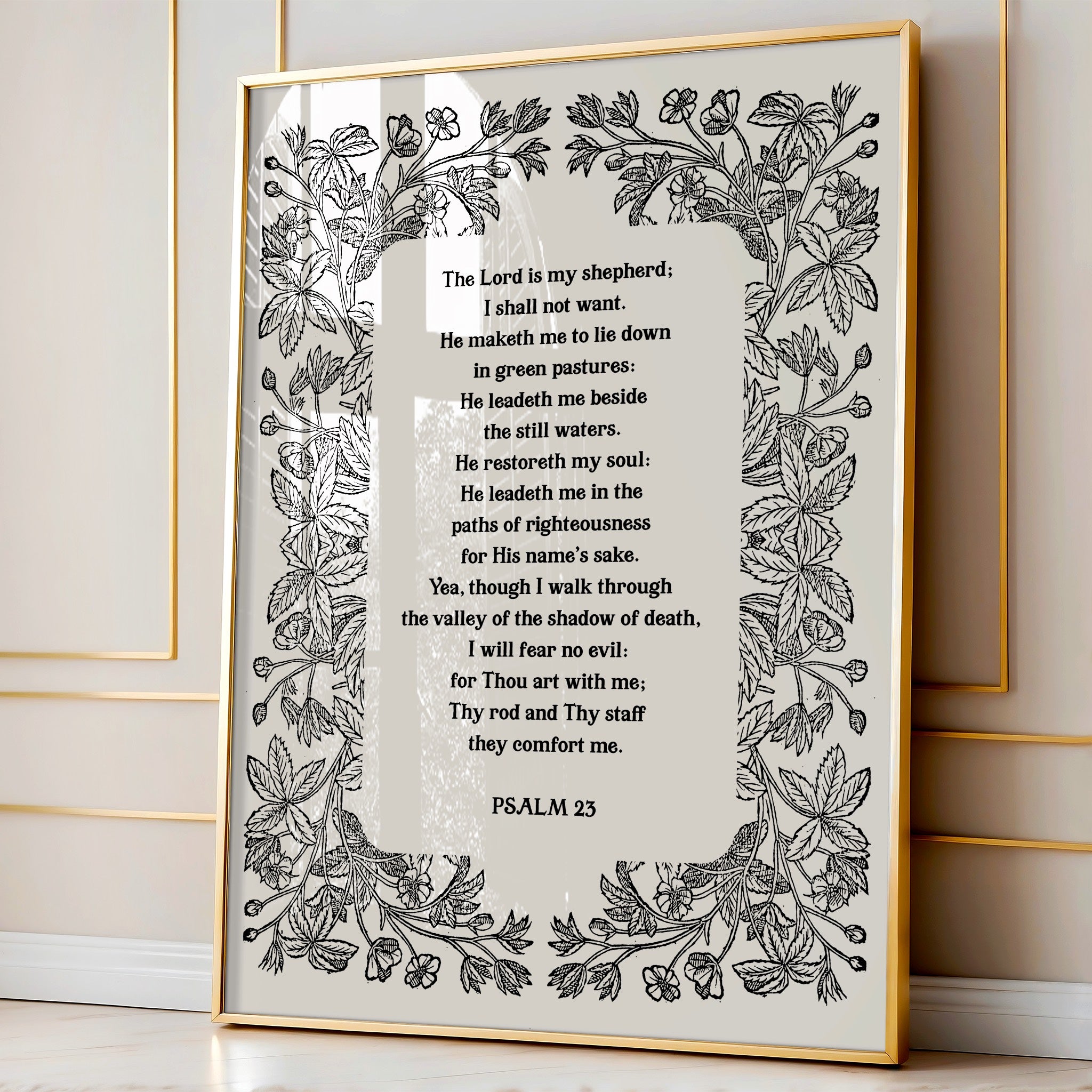 Psalm 23 The Lord Is My Shepherd Print - Botanical Scripture Wall Art - Reflourish Collective