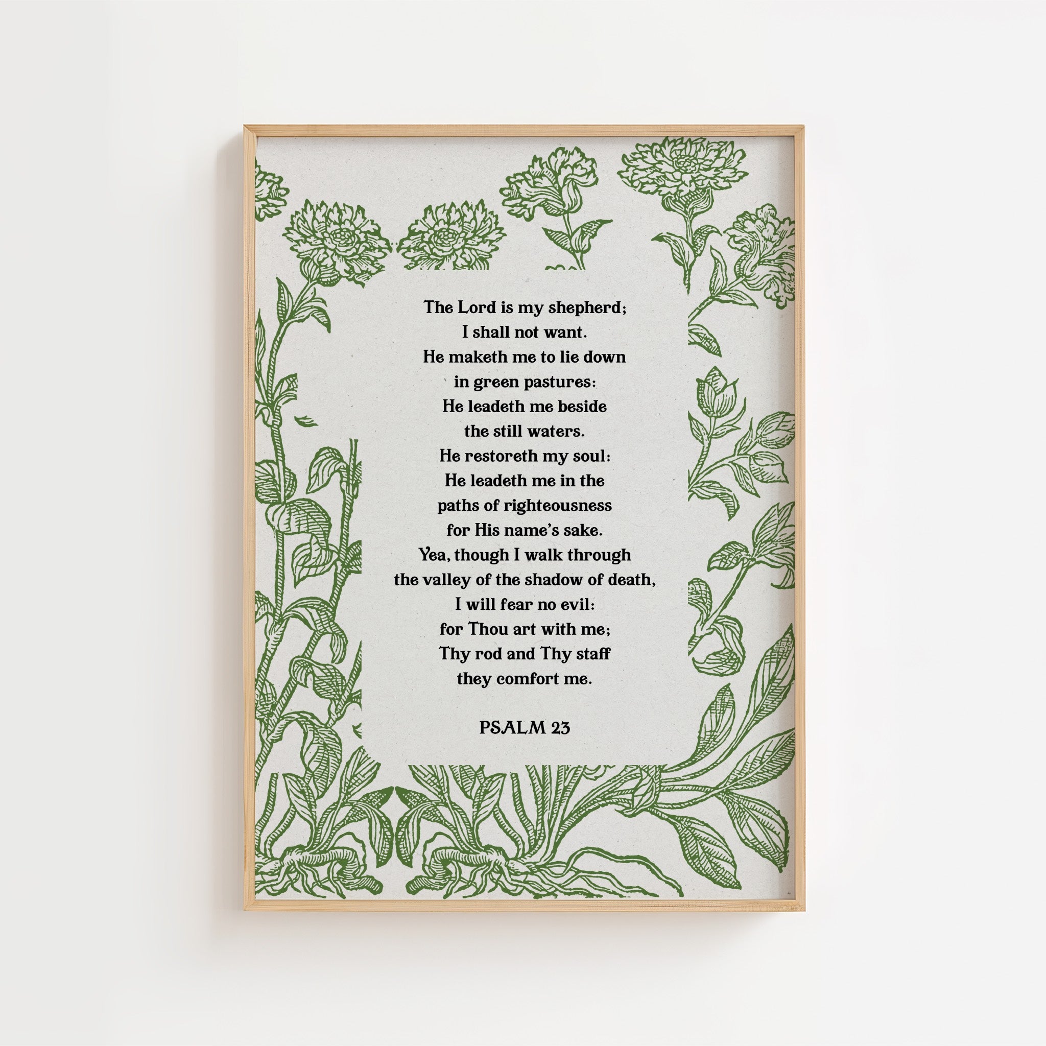 Psalm 23 – The Lord Is My Shepherd Botanical Scripture Print