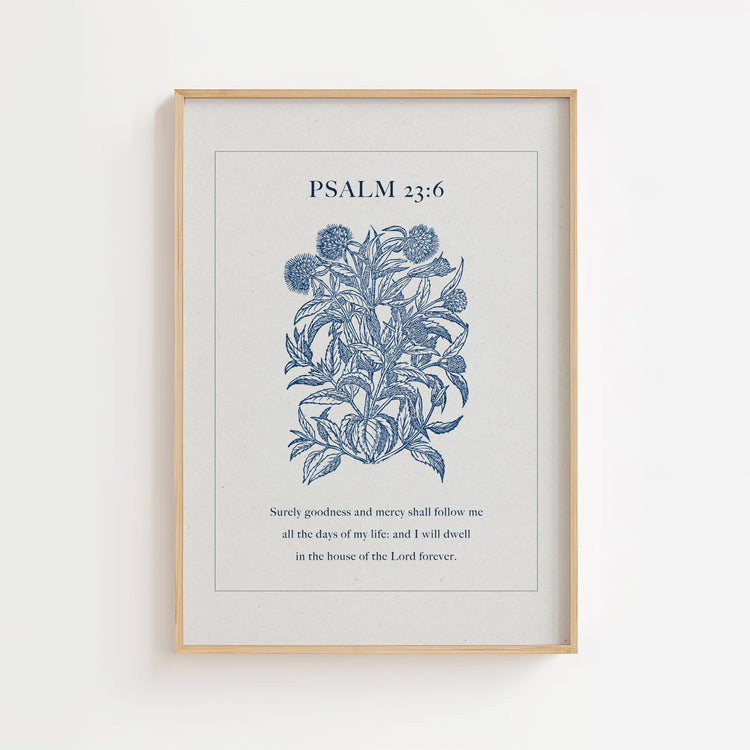 Psalm 23:6 Botanical Scripture Printable Wall Art
