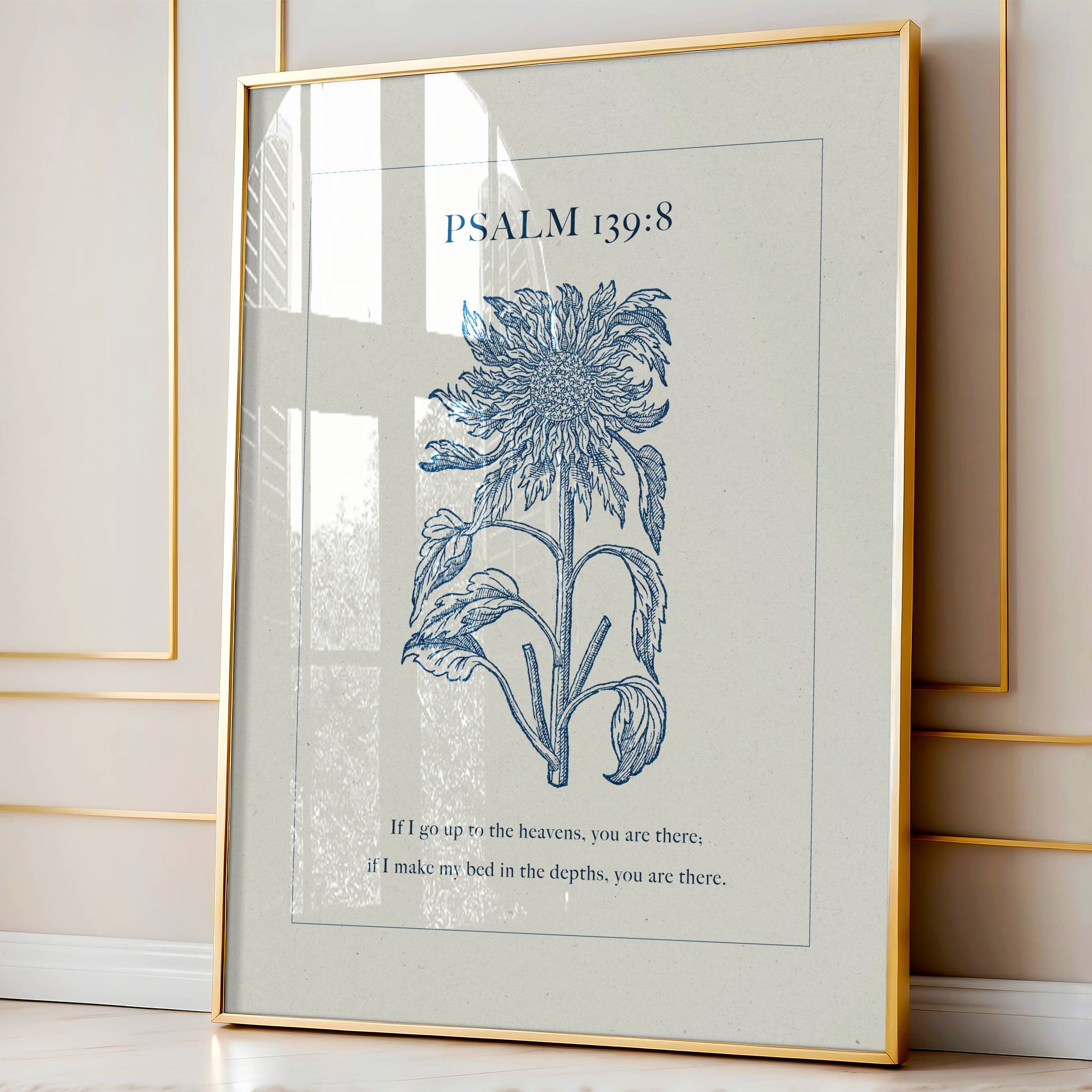 Psalm 139:8 Scripture Wall Art - Up to the Heavens Sunflower Print - Reflourish Collective
