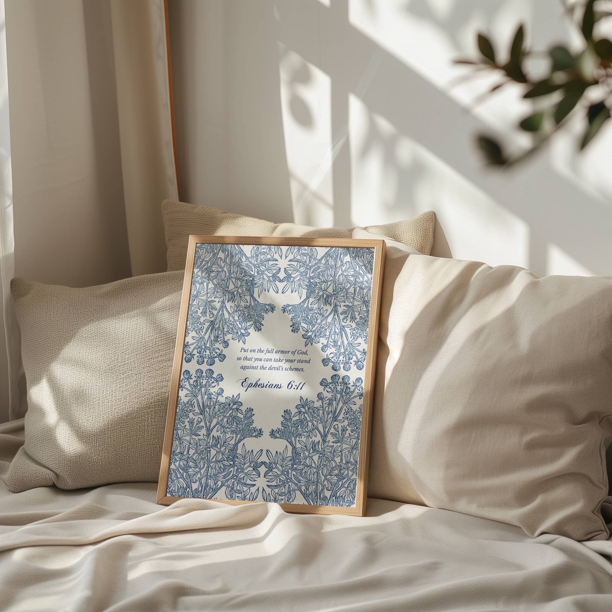 Ephesians 6:11 – Vintage Botanical Armor of God Scripture Print