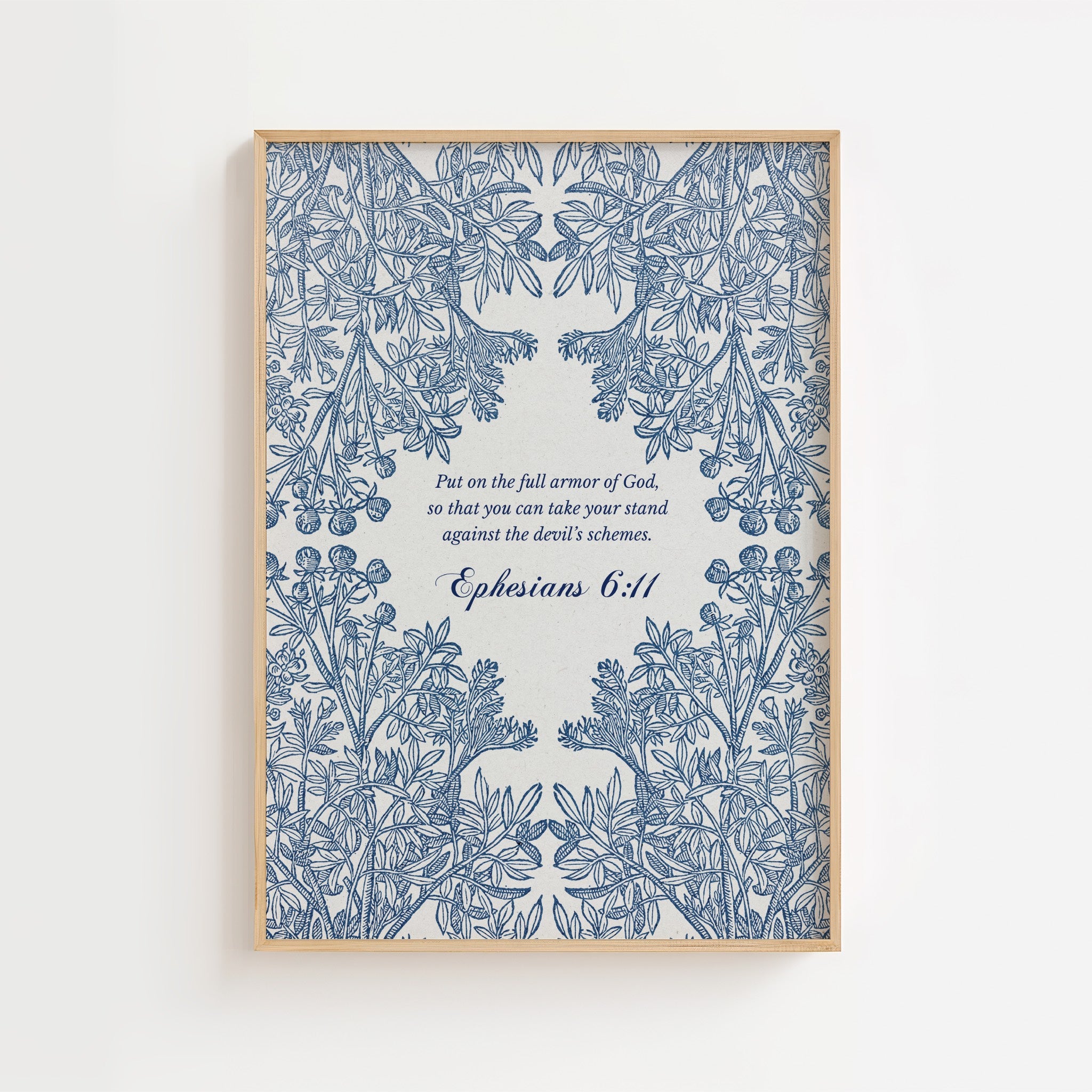 Ephesians 6:11 – Vintage Botanical Armor of God Scripture Print