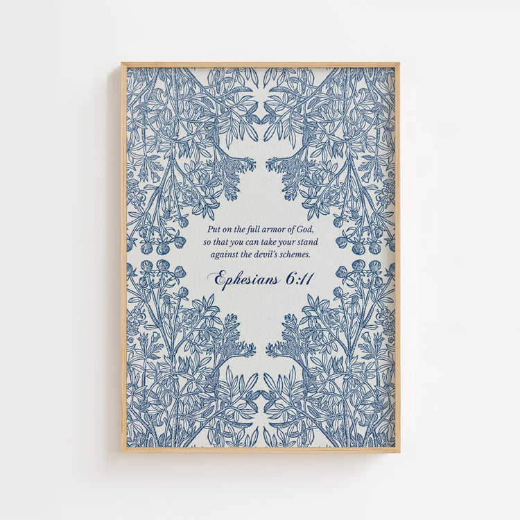 Ephesians 6:11 – Vintage Botanical Armor of God Scripture Print
