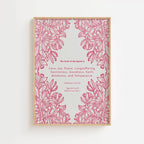 Framed fruit of the Spirit artwork with pink floral design and text on a white background