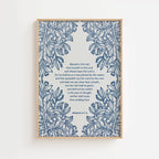 Jeremiah 17:7-8 – Blue Floral Cross Botanical Scripture Print