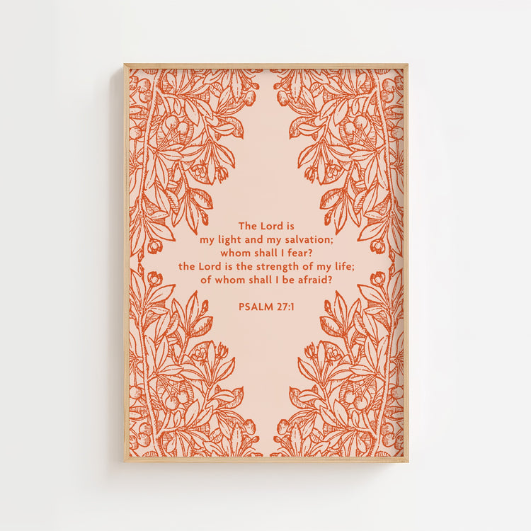 Psalm 27:1 – The Lord Is My Light Botanical Scripture Print