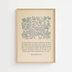 Matthew 6:9 – The Lord’s Prayer Blue Floral Scripture Print