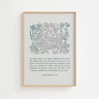Matthew 6:9 – The Lord’s Prayer Blue Floral Scripture Print
