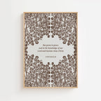 2 Peter 3:18 – Grow in Grace Brown Botanical Scripture Print