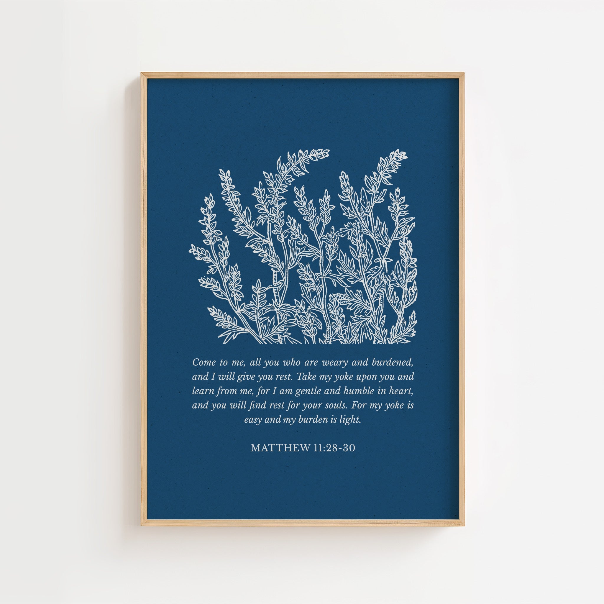 Matthew 11:28–30 – Come to Me Botanical Scripture Print