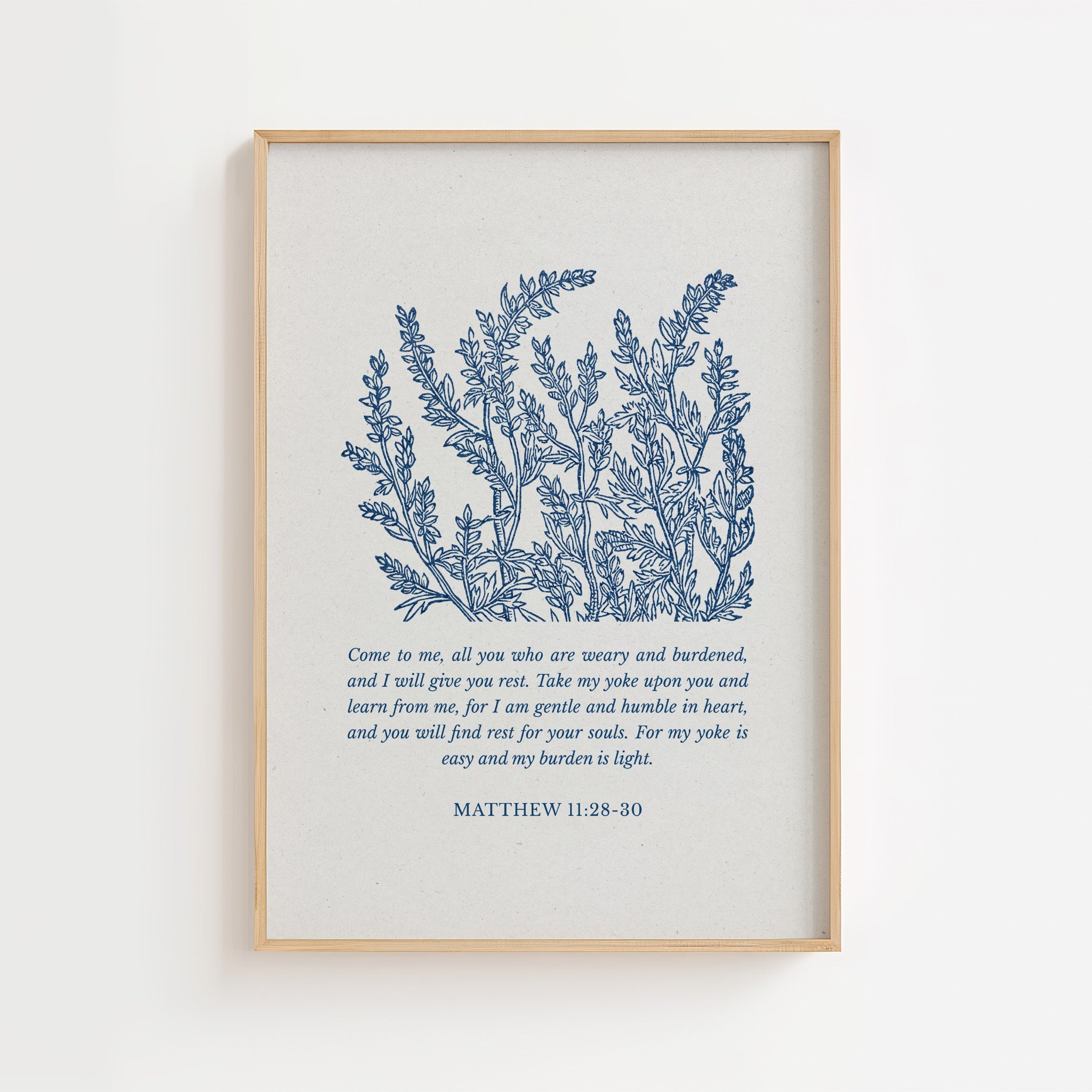 Matthew 11:28–30 – Come to Me Botanical Scripture Print