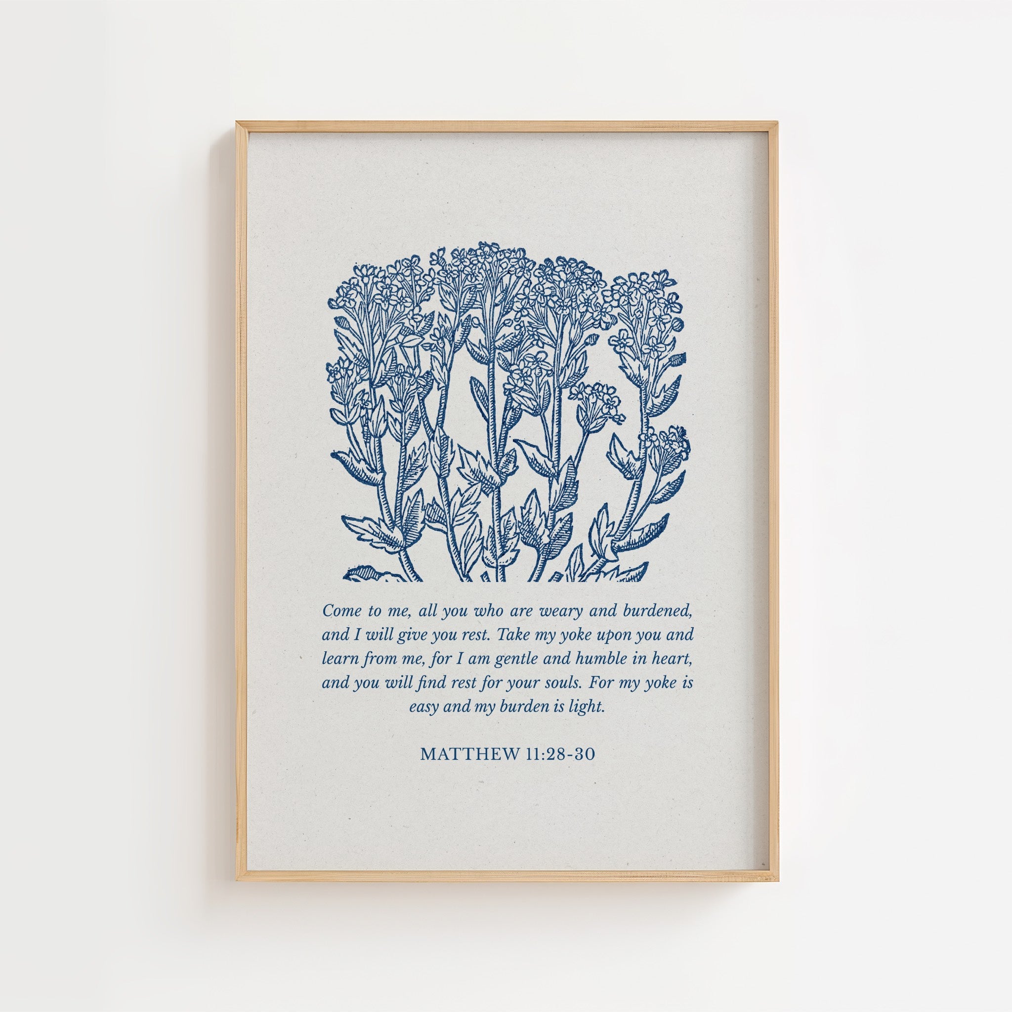Matthew 11:28-30 – Come to Me Botanical Scripture Print