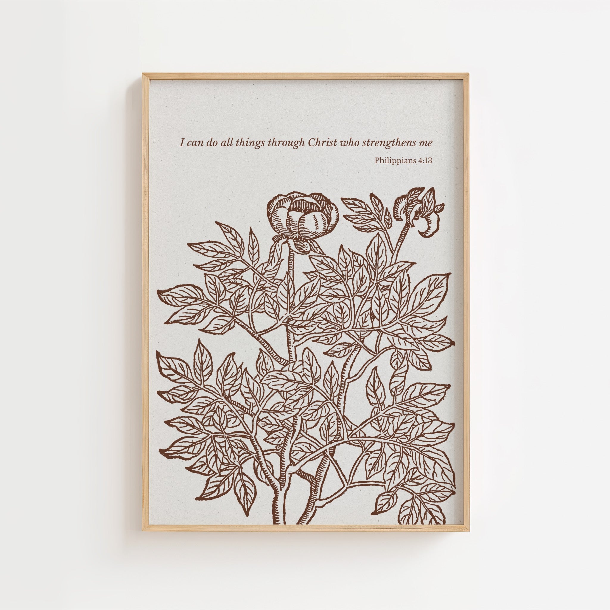 Philippians 4:13 – Strength in Christ Botanical Scripture Print