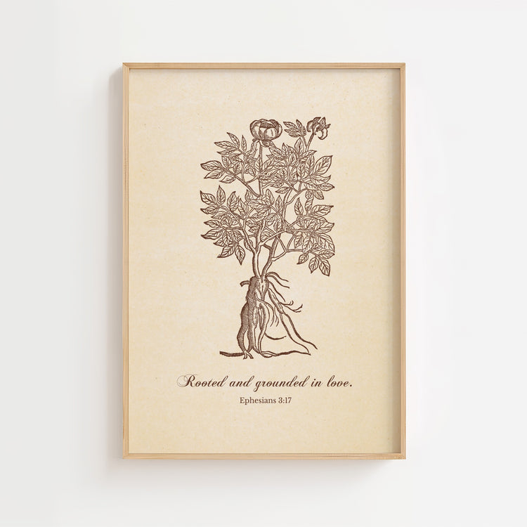 Ephesians 3:17 Botanical Scripture Wall Art Print