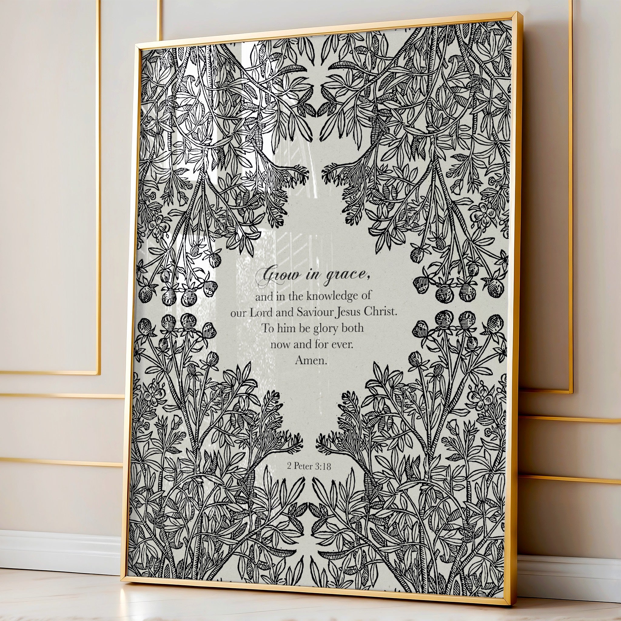 2 Peter 3:18 Grow in Grace Botanical Print