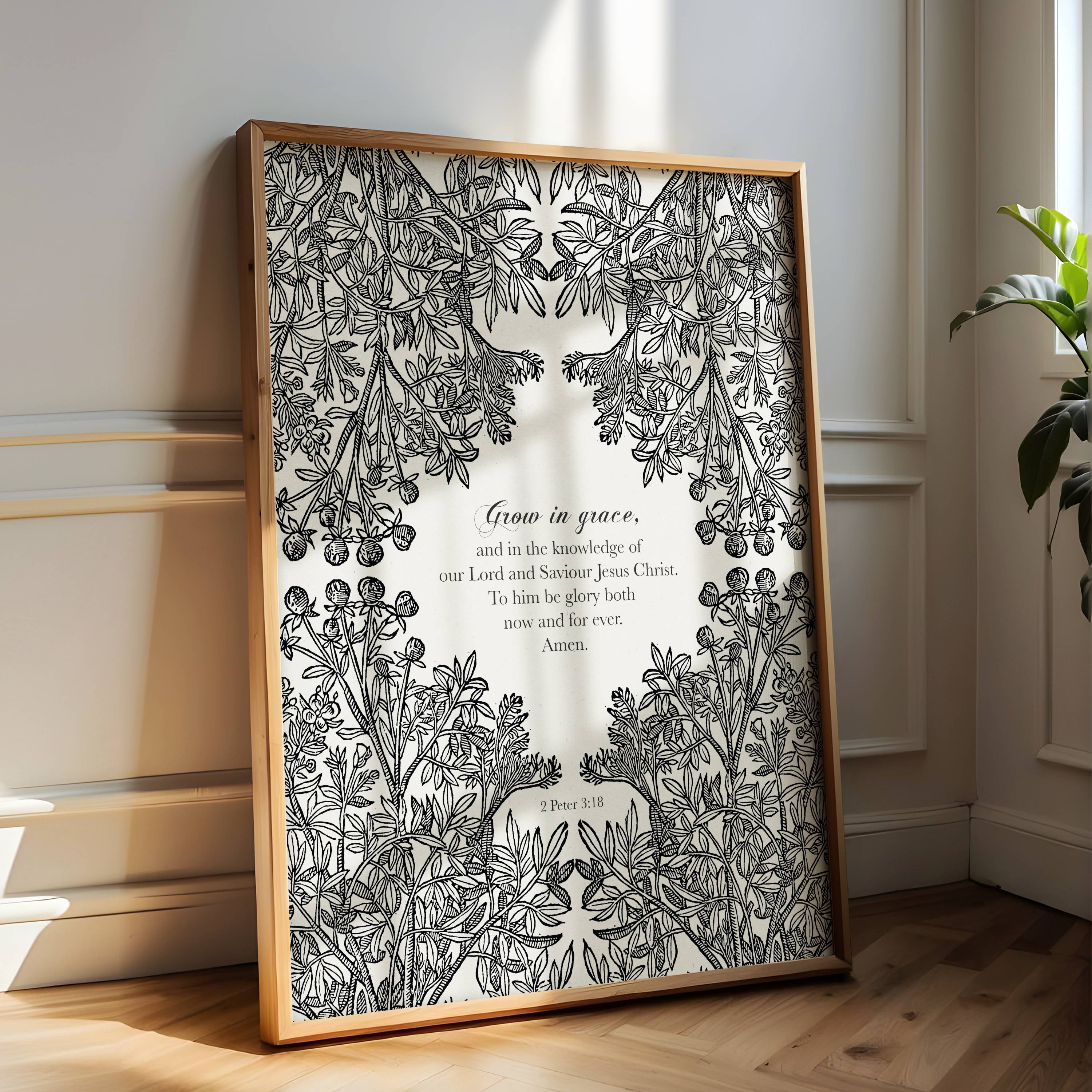 2 Peter 3:18 Grow in Grace Botanical Print