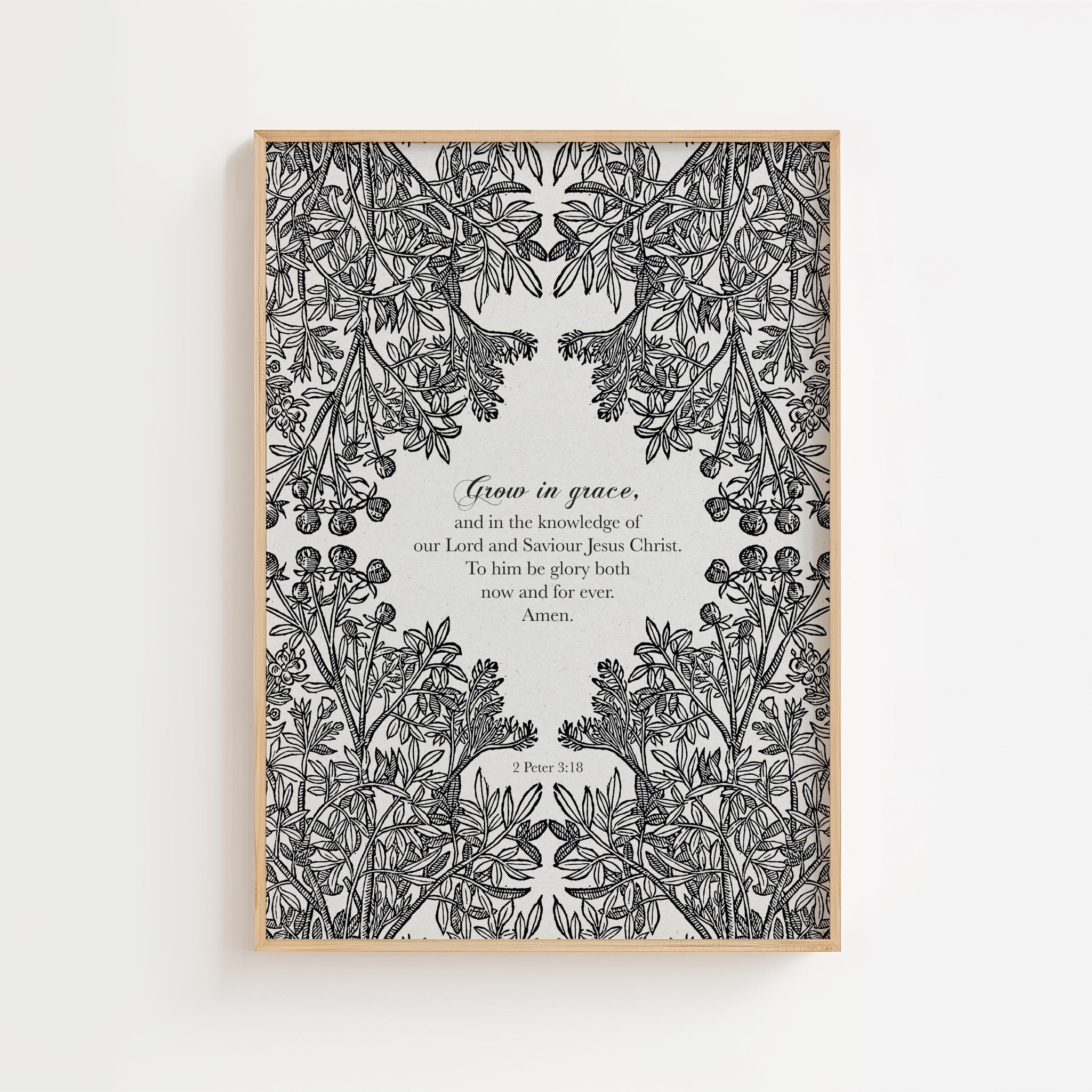 2 Peter 3:18 Grow in Grace Botanical Print