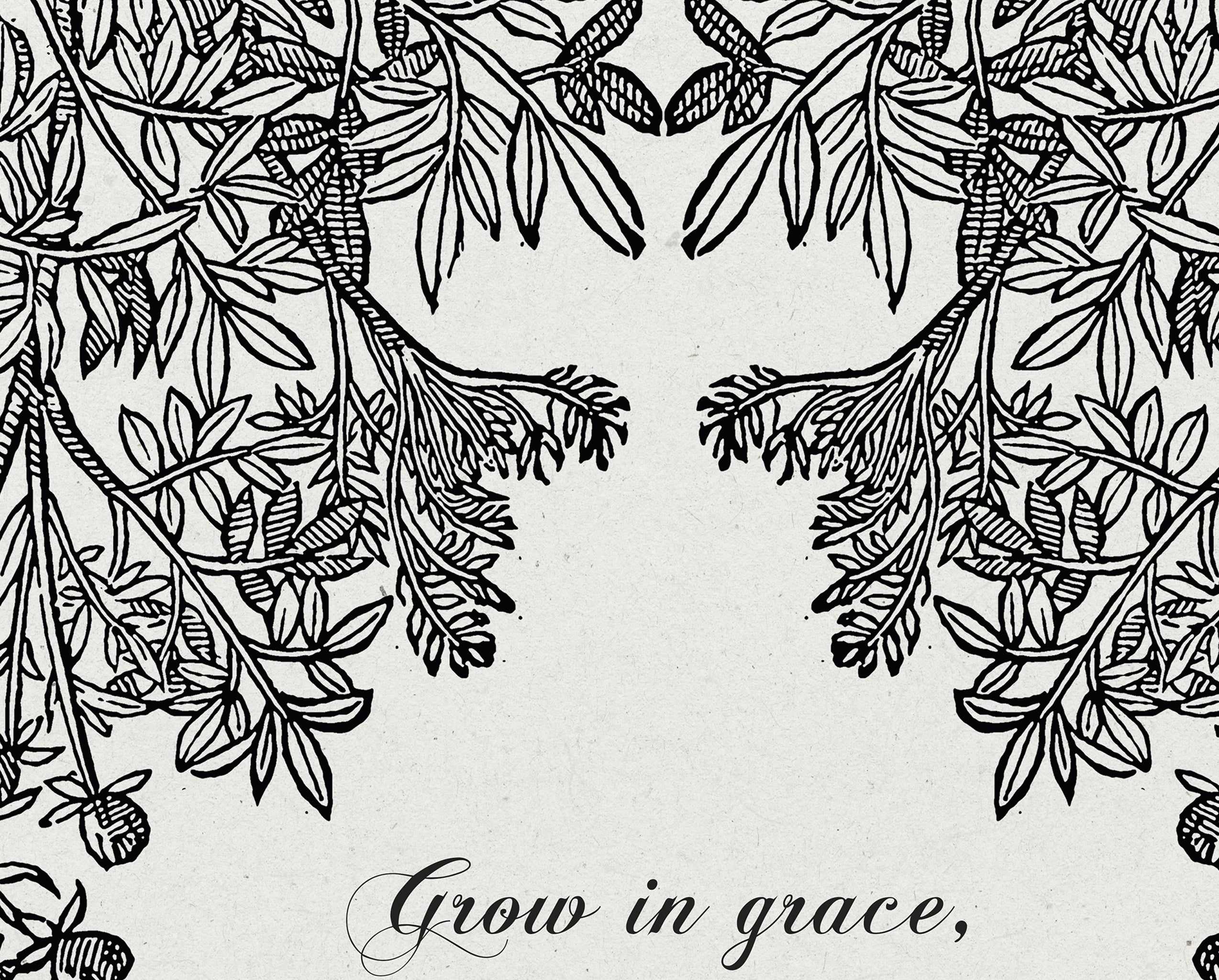 2 Peter 3:18 Grow in Grace Botanical Print