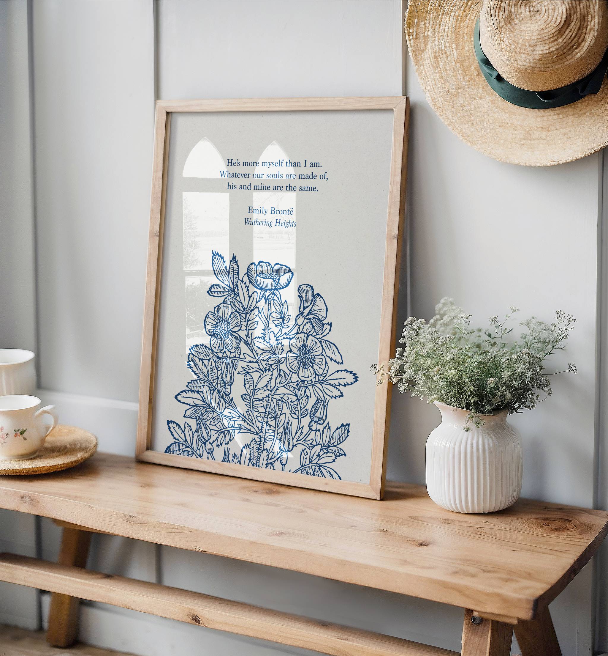 Emily Brontë – Wuthering Heights Botanical Quote Print