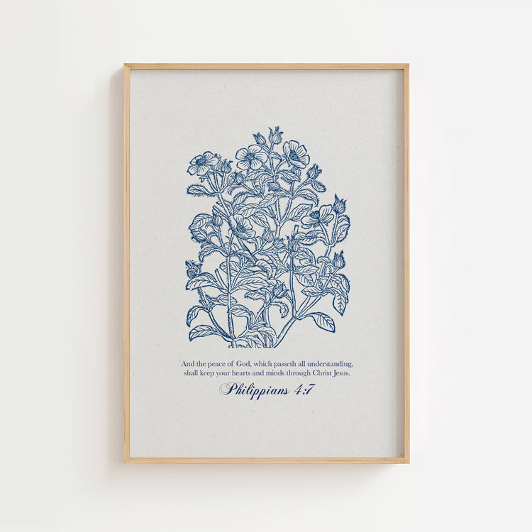 Philippians 4:7 – Peace of God Botanical Scripture Print
