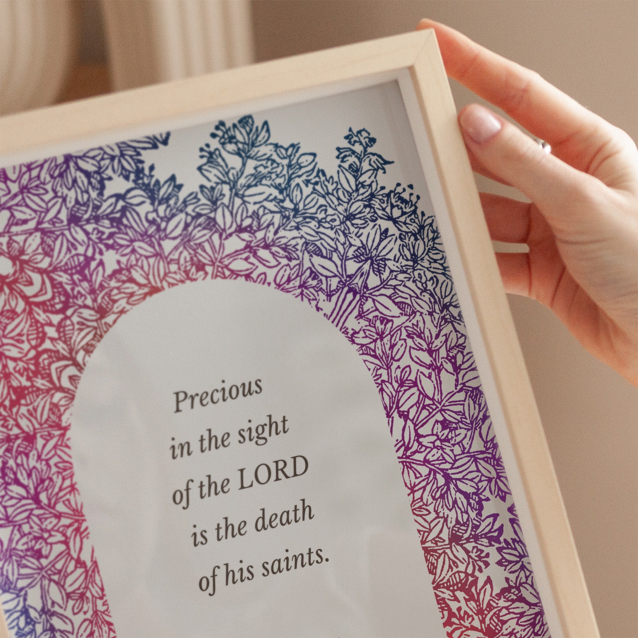 Christian Scripture Wall Art - Psalm 116:15 Vintage Botanical Print (Digital Download) - Reflourish Collective