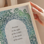 Christian Scripture Wall Art - Psalm 116:15 Green Botanical Print (Digital Download) - Reflourish Collective