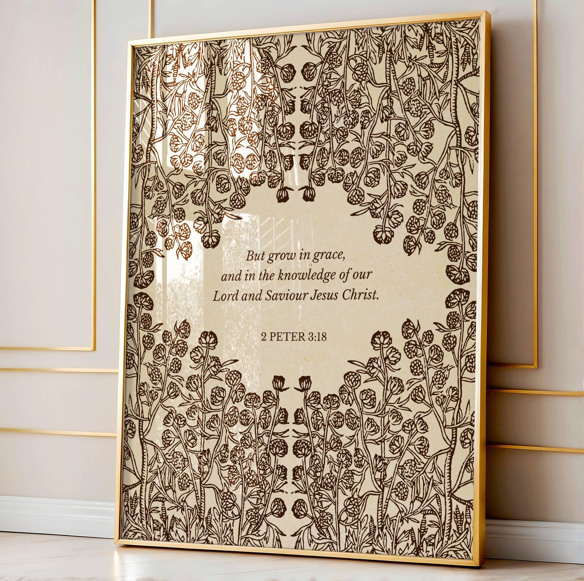 2 Peter 3:18 - Grow in Grace | Botanical Art - Reflourish Collective