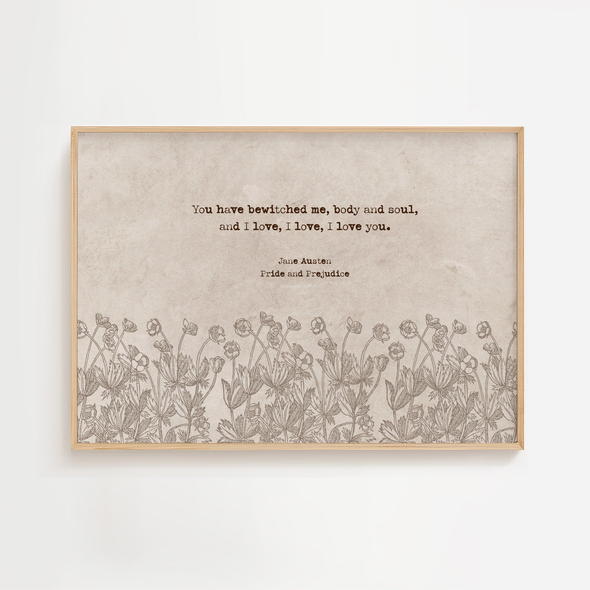 Jane Austen – Pride and Prejudice Floral Quote Print