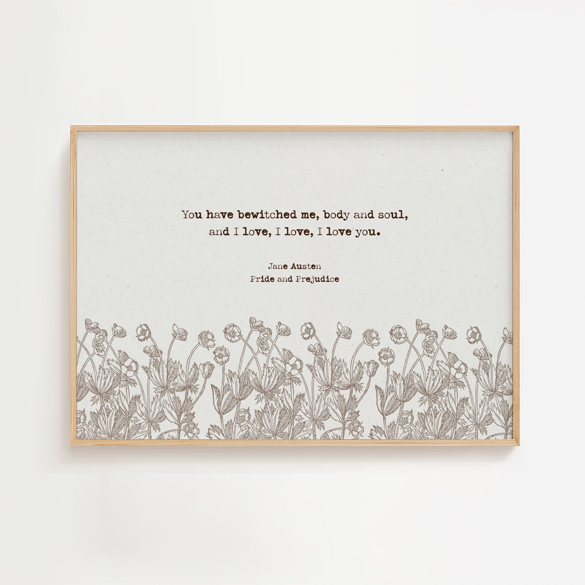 Jane Austen – Pride and Prejudice Floral Quote Print
