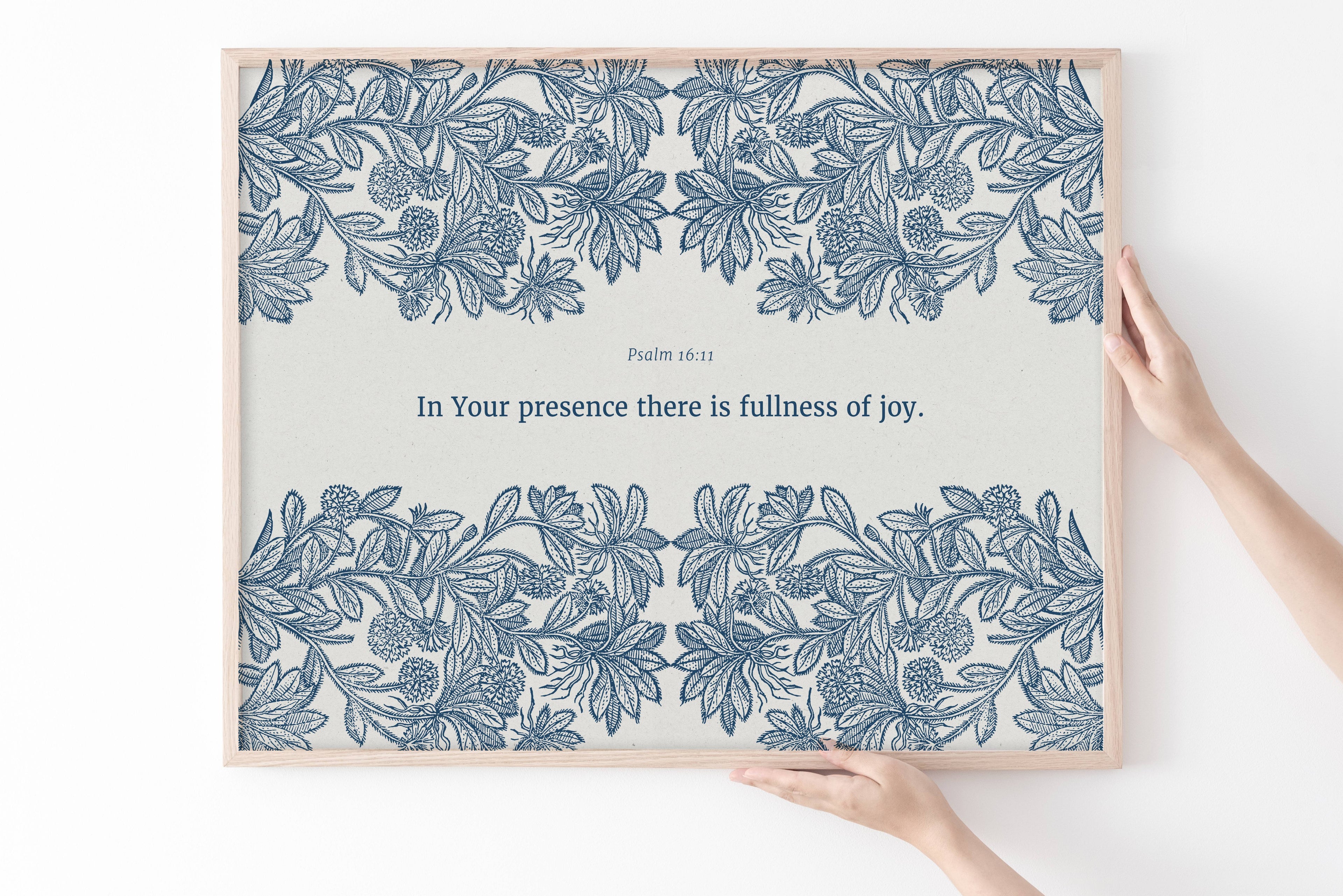 Psalm 16:11 – Vintage Floral Botanical Scripture Print
