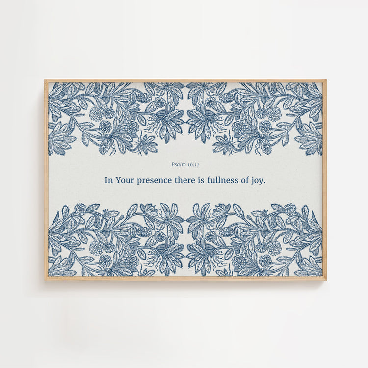 Psalm 16:11 – Vintage Floral Botanical Scripture Print