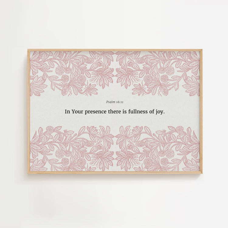 Psalm 16:11 – Vintage Floral Botanical Scripture Print