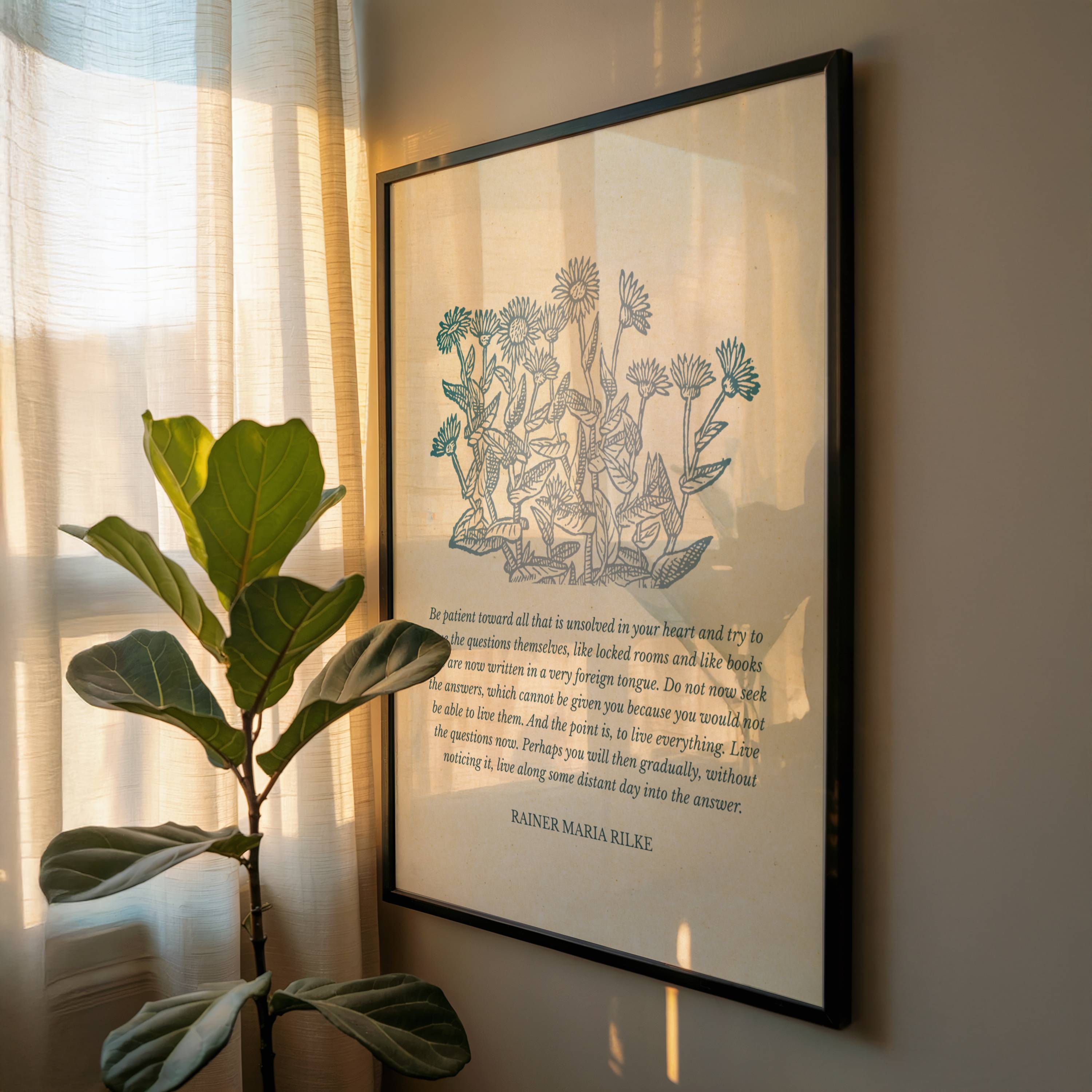 Rainer Maria Rilke Quote Print: Vintage Floral Botanical Art (Digital Download)