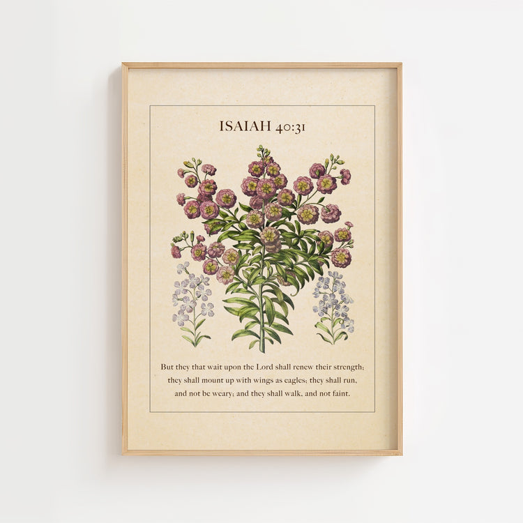 Isaiah 40:31 – Vintage Botanical Scripture Print