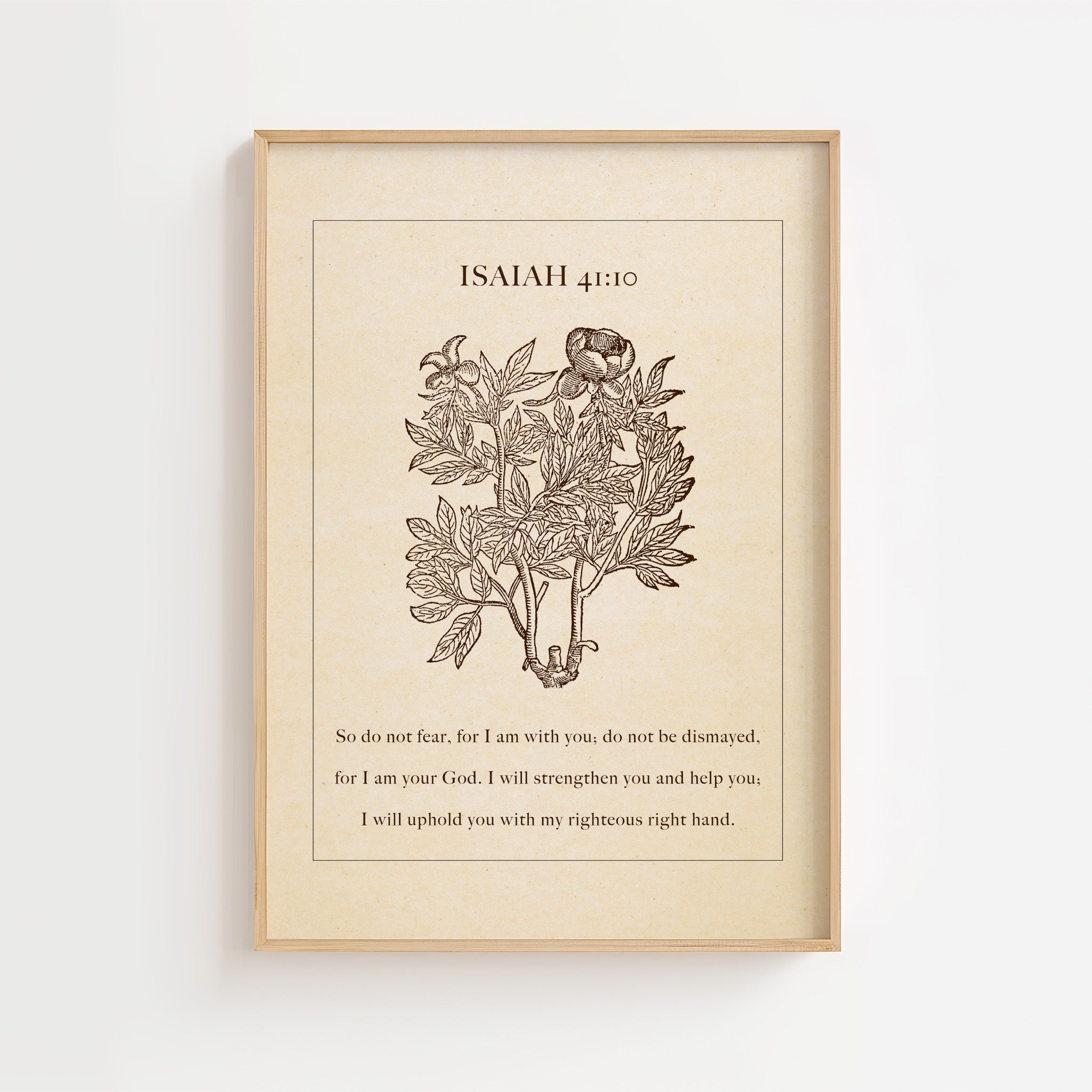 Isaiah 41:10 – Vintage Botanical Scripture Print