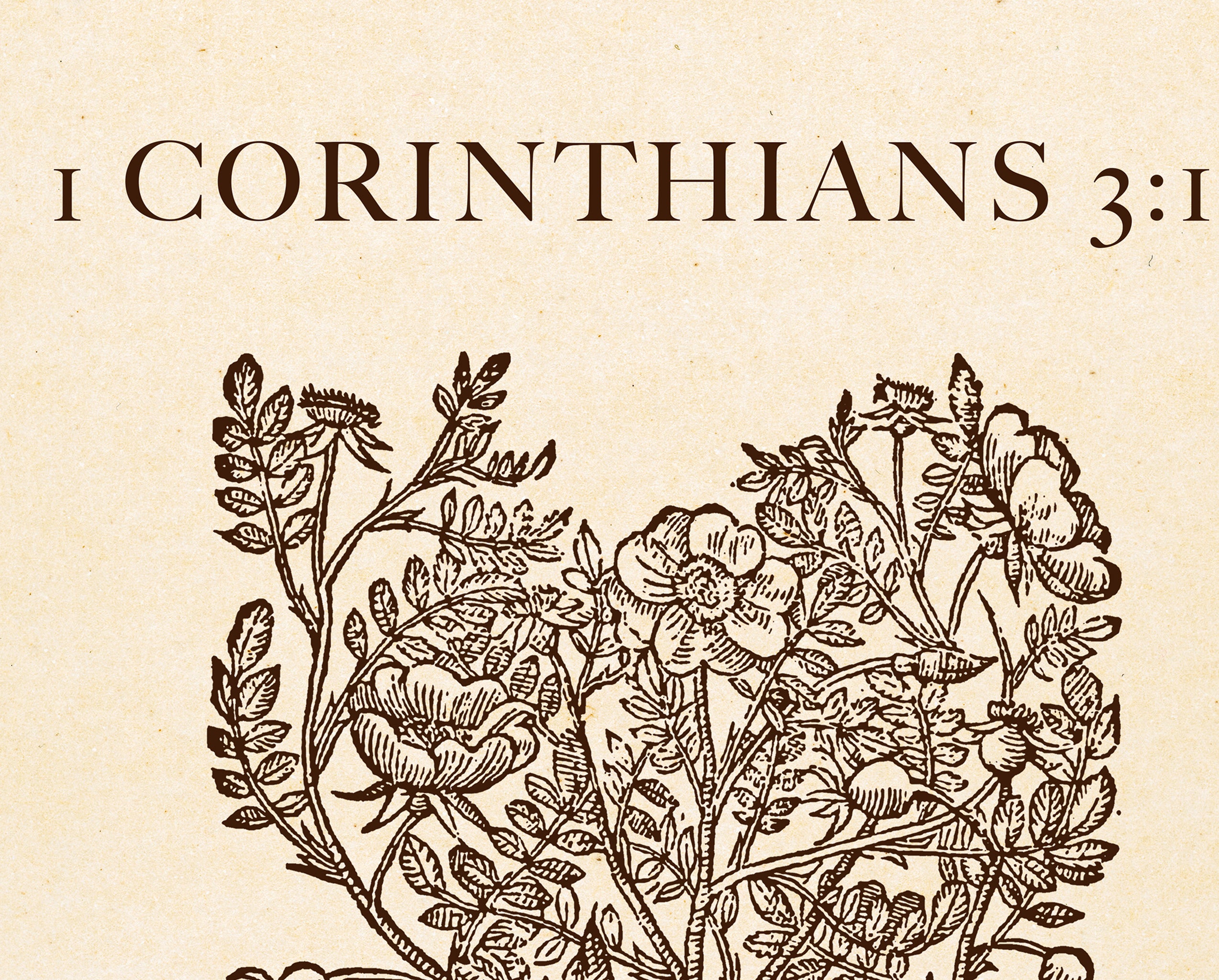1 Corinthians 3:16 – Temple of God Golden Brown Botanical Print