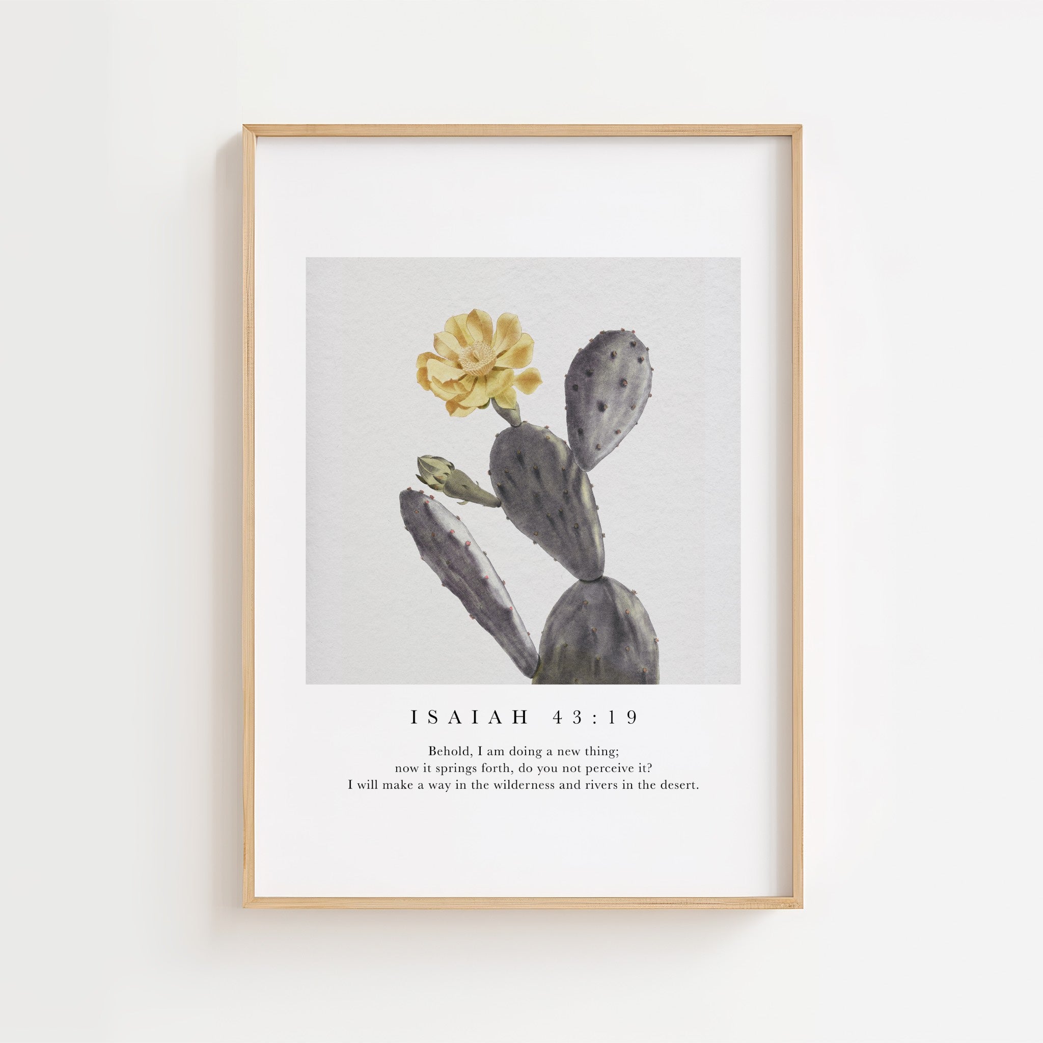 Isaiah 43:19 – Vintage Cactus Botanical Scripture Print