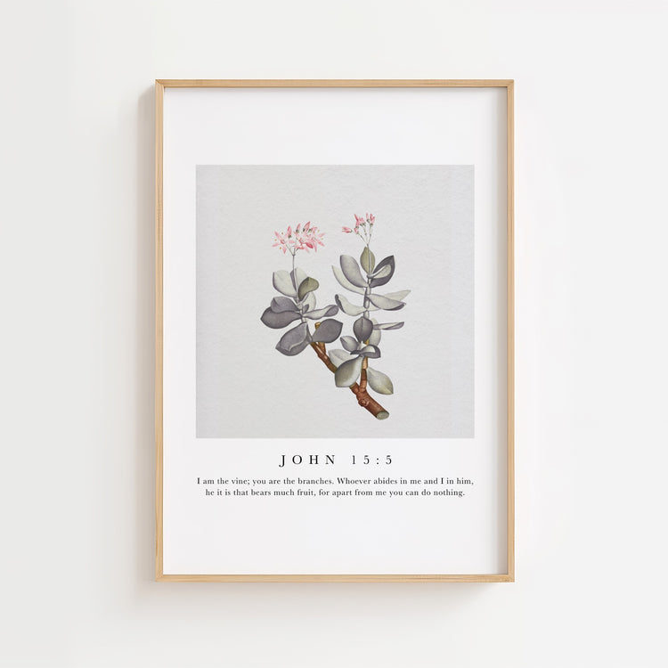 John 15:5 – I Am the Vine Botanical Scripture Print