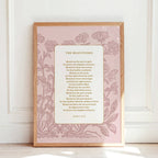 Beatitudes Scripture Print: Vintage Catholic Floral Art (Digital Download)