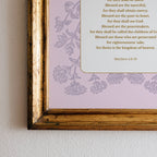 Beatitudes Scripture Print: Vintage Catholic Floral Art (Digital Download)