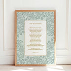 Beatitudes Scripture Print: Vintage Catholic Floral Art (Digital Download)
