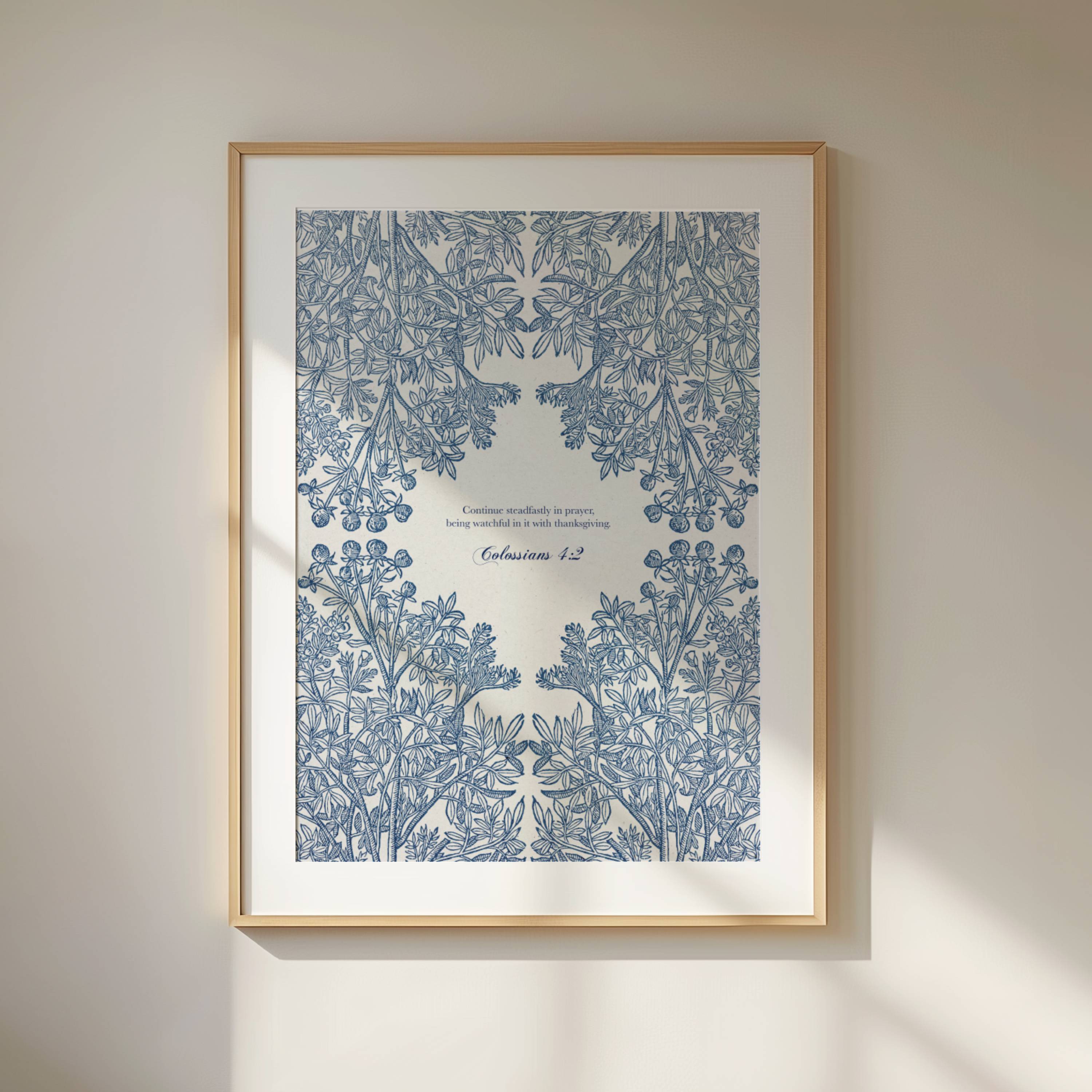 Colossians 4:2 – Vintage Botanical Scripture Print