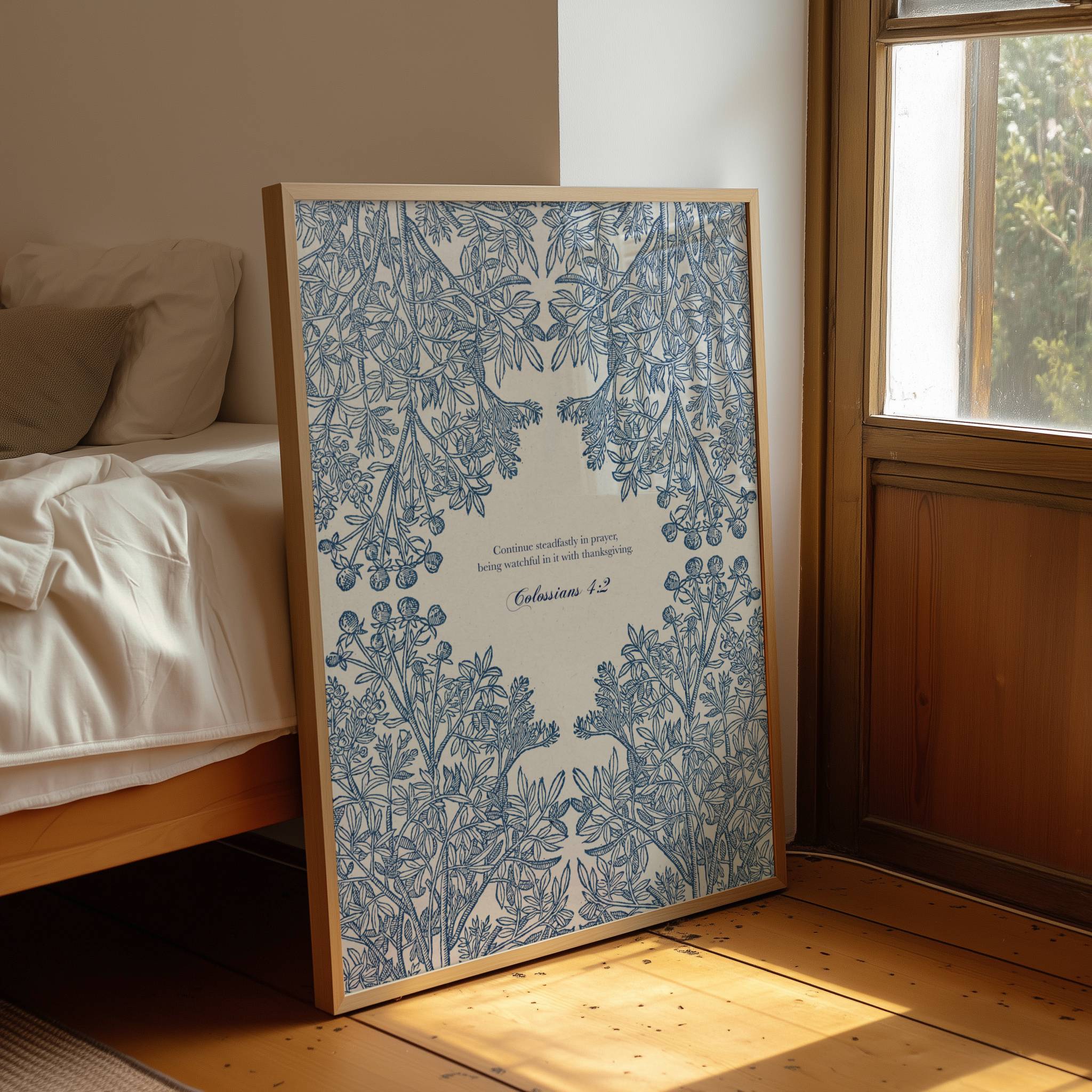 Colossians 4:2 – Vintage Botanical Scripture Print
