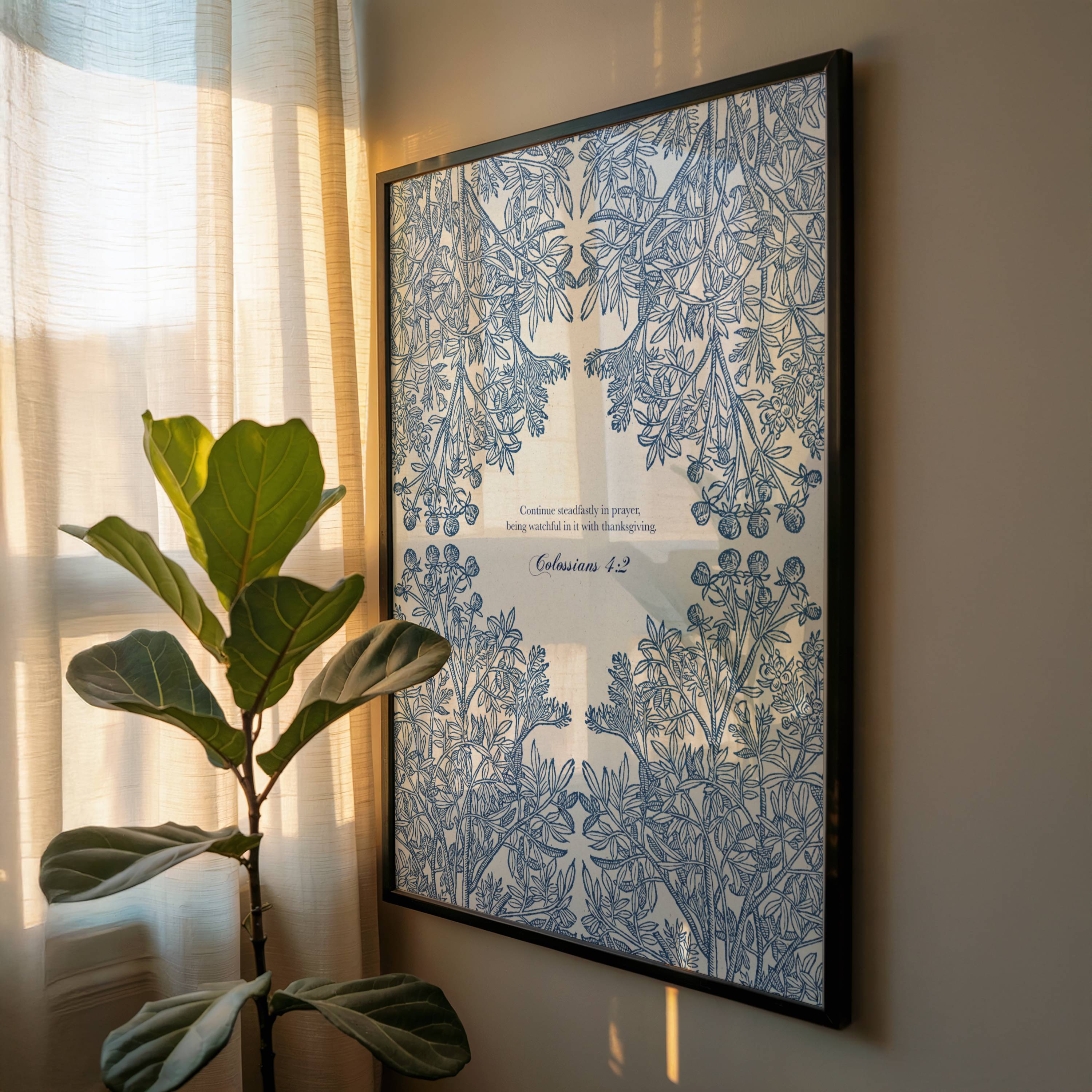 Colossians 4:2 – Vintage Botanical Scripture Print