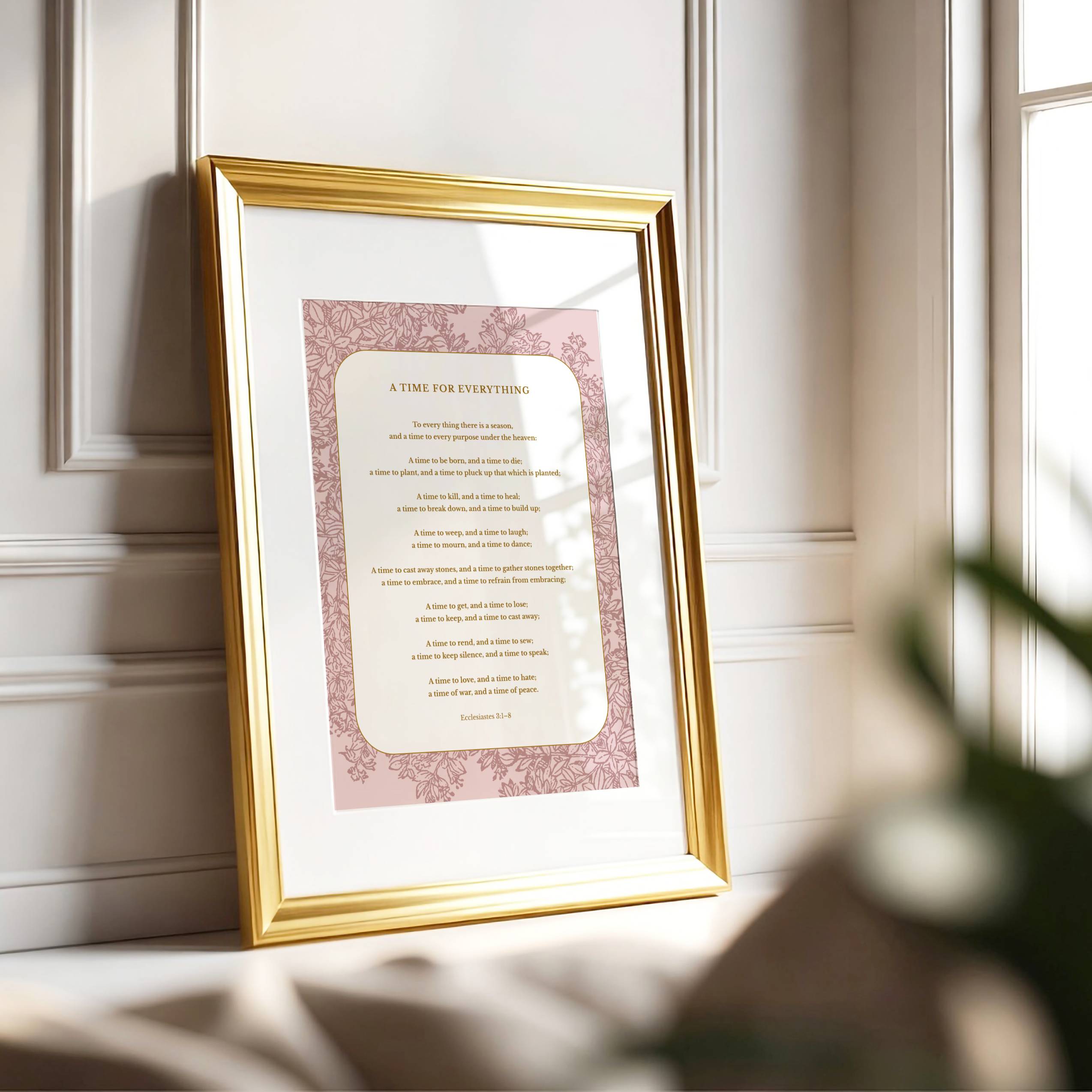 Ecclesiastes 3:1-8 – Vintage Botanical Scripture Print