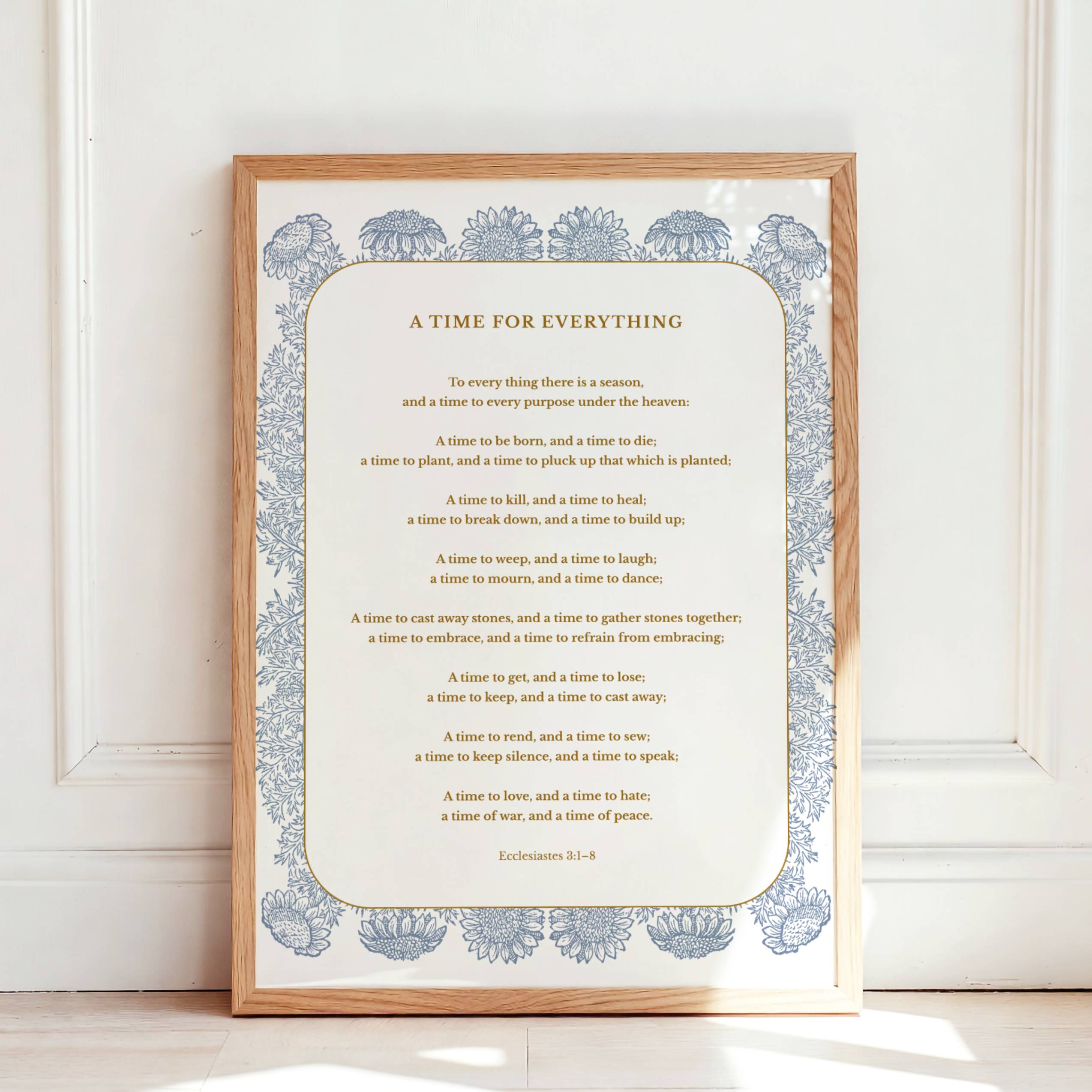 Ecclesiastes 3:1-8 – Vintage Botanical Scripture Print
