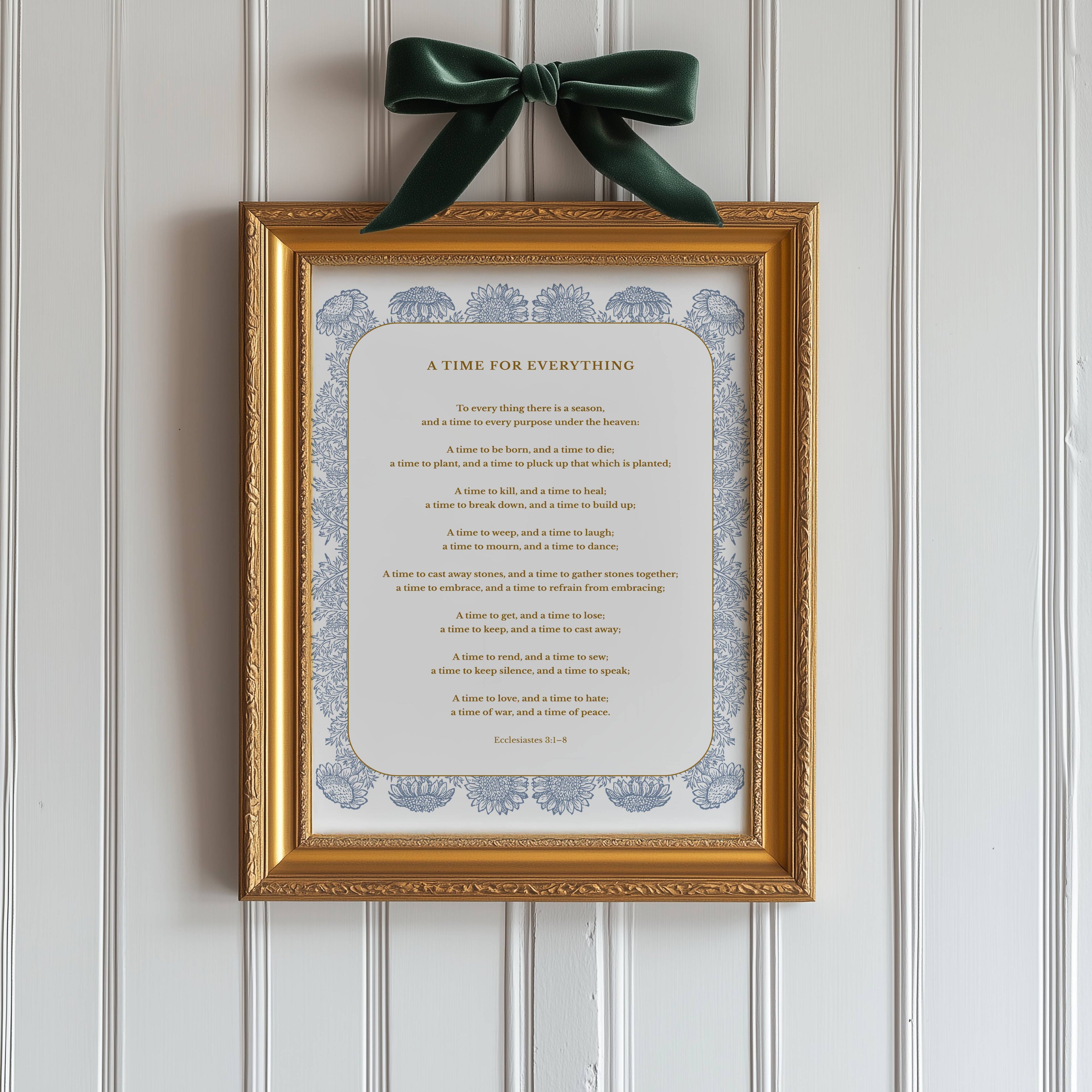 Ecclesiastes 3:1-8 – Vintage Botanical Scripture Print