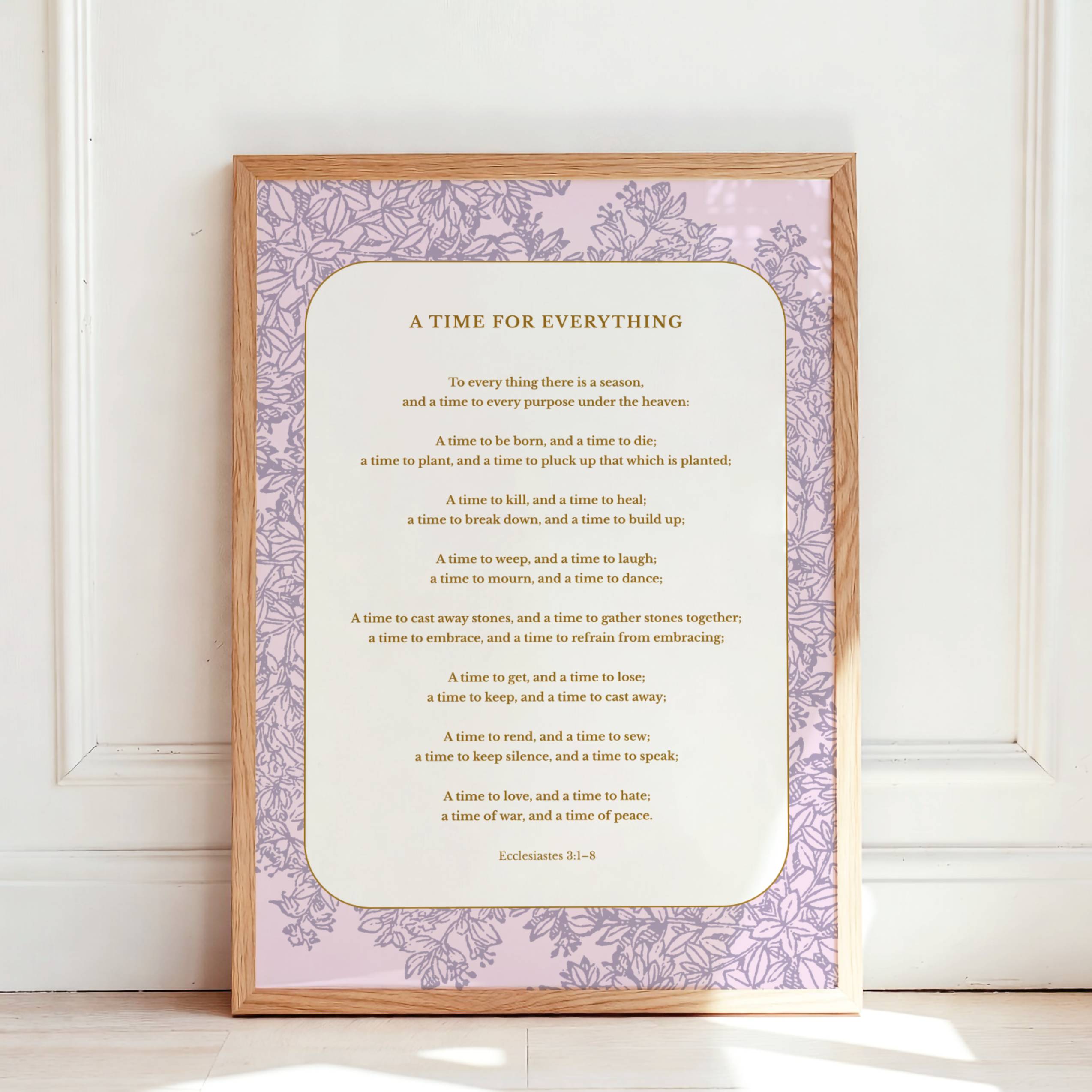 Ecclesiastes 3:1-8 – Vintage Botanical Scripture Print