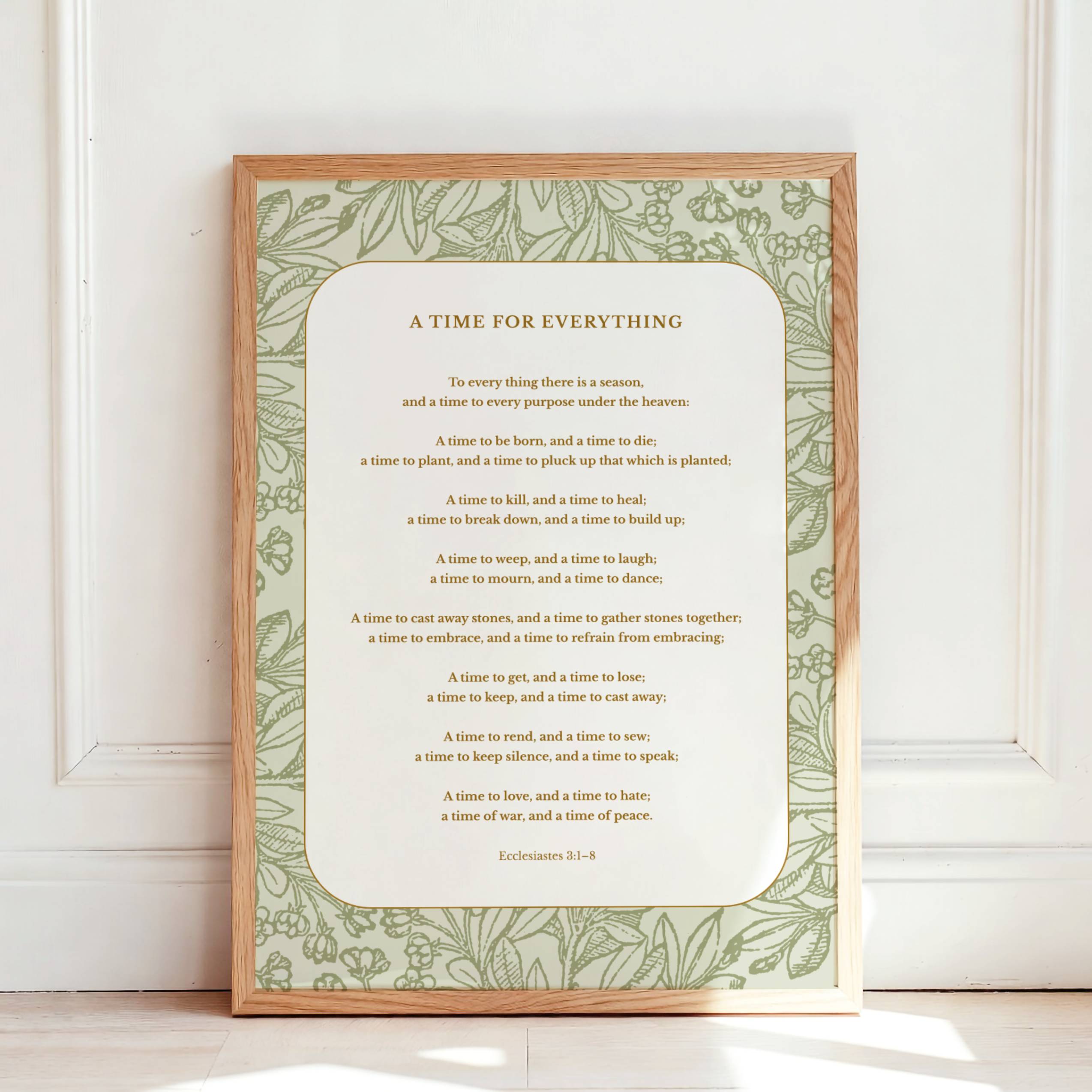 Ecclesiastes 3:1-8 – Vintage Botanical Scripture Print